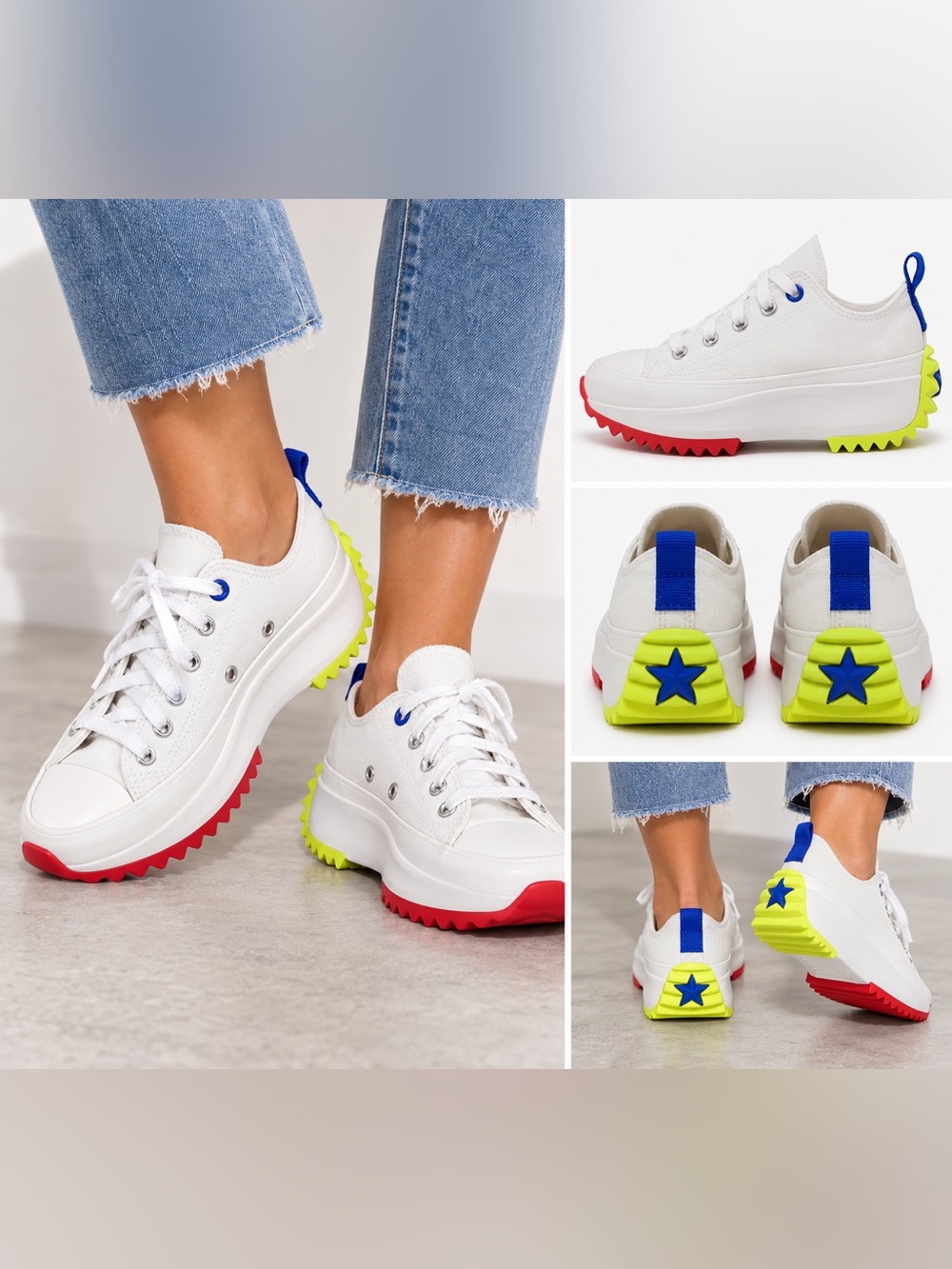 Converse Run Star Hike Low Top White Platform Sneakers Women’s 7